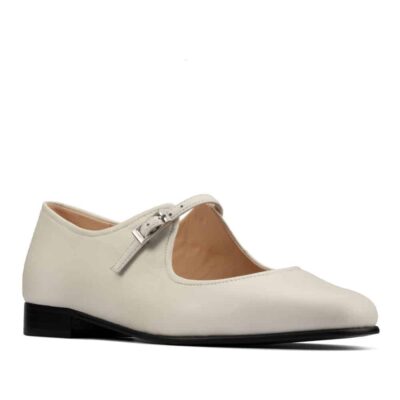 Clarks Pure Flat White Leather